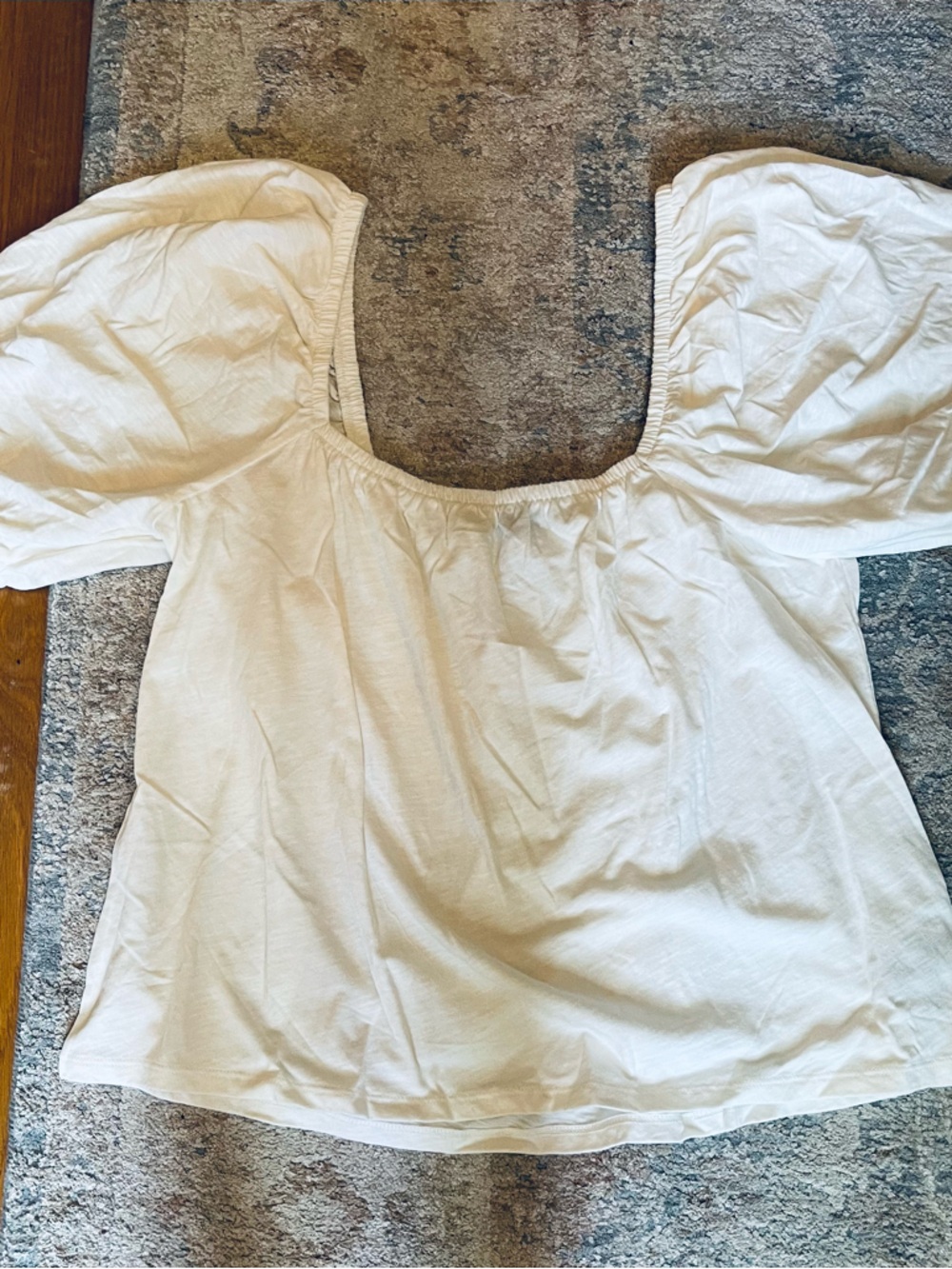 Old Navy Cream Puff Sleeve Square Neck Blouse